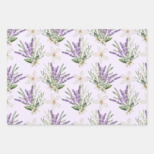 Moderne Lavendel-Blumenhochzeit Geschenkpapier Set (Vorderseite)