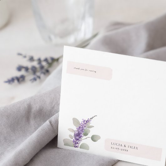 Moderne Lavendel Eucalyptus-Blätter Hochzeiten Serviette