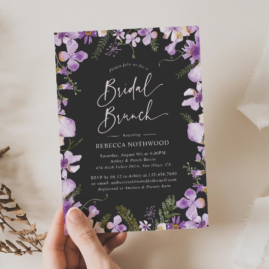 Moderne Lavendel Floral Bridal Brunch Dusche Einladung