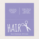 Moderne Lavendel-Friseursalons Visitenkarten (Außenseite Aufgefaltet)