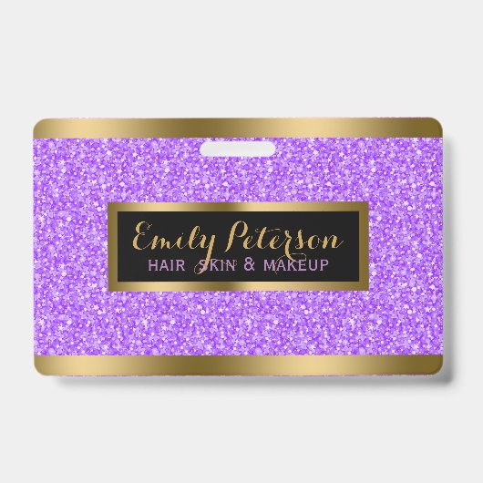 Moderne Lavendel Imitate Glitzer Gold Akzente Ausweis (Vorderseite)