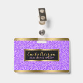 Moderne Lavendel Imitate Glitzer Gold Akzente Ausweis (Rückseite mit Clip)