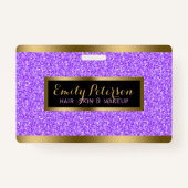Moderne Lavendel Imitate Glitzer Gold Akzente Ausweis (Rückseite)