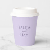 Moderne Lavendel-Minimalist-Hochzeit Pappbecher (Vorderseite)