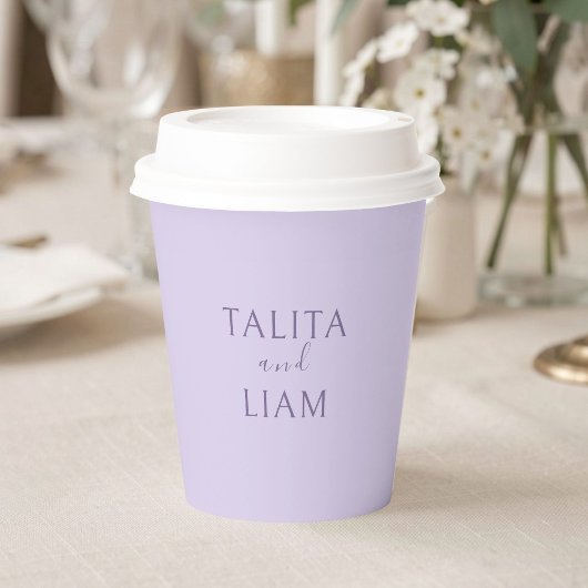 Moderne Lavendel-Minimalist-Hochzeit Pappbecher