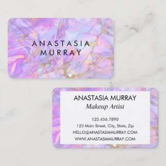Moderne Lavendel-Rosa-Gold-Marmor-Makeup-Artistin Visitenkarte