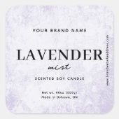 Moderne Lavendel-Rustic-Etikett Quadratischer Aufkleber (Vorderseite)