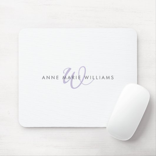 Moderne Lavendel-Schriftmonogramm Mousepad (Mit Mouse)
