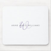 Moderne Lavendel-Schriftmonogramm Mousepad (Vorne)