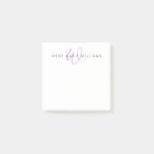 Moderne Lavendel-Schriftmonogramm Post-it Klebezettel (Vorderseite)