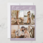 Moderne Lavendel-Script-Chic 6 Fotos Verlobung Ankündigung (Vorderseite)