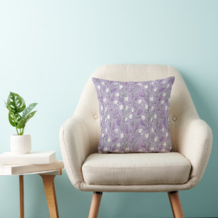 Moderne Lavendel-Tulpe Weiße Blumengestaltung Kissen