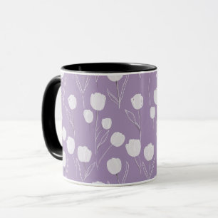 Moderne Lavendel-Tulpe Weiße Blumengestaltung Tasse