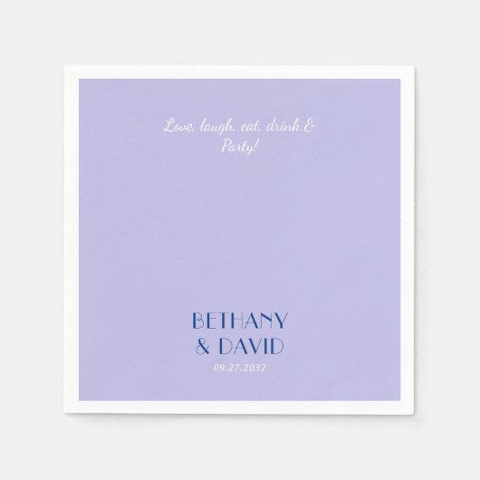 Moderne Lavendel und Blaue Hochzeit Serviette (Vorderseite)