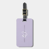 Moderne Lavendel Weiße Schrift Monogramm Gepäckanhänger (Vorderseite vertikal)