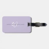 Moderne Lavendel Weiße Schrift Monogramm Gepäckanhänger (Rückseite horizontal)