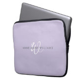 Moderne Lavendel Weiße Schrift Monogramm Laptopschutzhülle (Vorderseite Links)