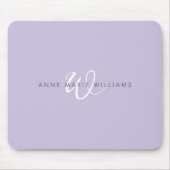 Moderne Lavendel Weiße Schrift Monogramm Mousepad (Vorne)