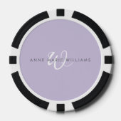 Moderne Lavendel Weiße Schrift Monogramm Pokerchips (Vorderseite)