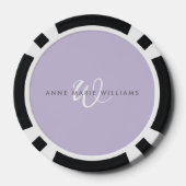 Moderne Lavendel Weiße Schrift Monogramm Pokerchips (Rückseite)