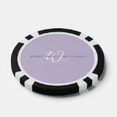 Moderne Lavendel Weiße Schrift Monogramm Pokerchips (Einzeln)