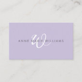 Moderne Lavendel-Weiße Schrift Monogramm QR-Code Visitenkarte (Vorderseite)