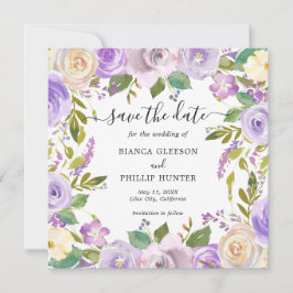 Moderne Lavendelblume Elegante Hochzeit Save The Date