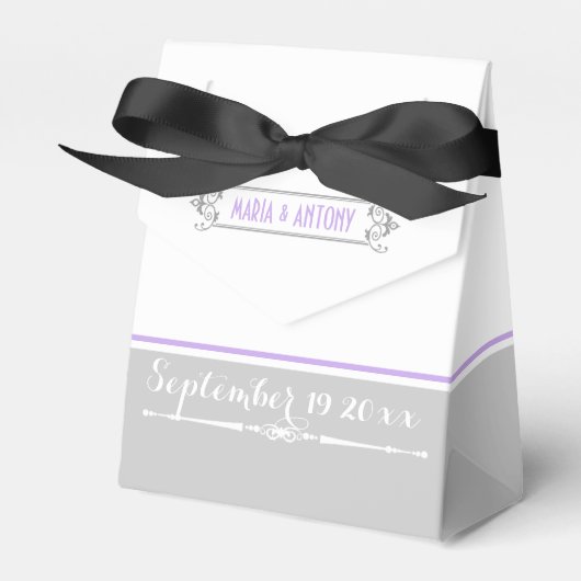 Moderne Lavendelhochzeit, grau, weiß Geschenkschachtel (Vorderseite)
