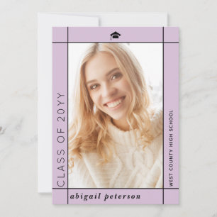 Moderne Lavendelklasse 2024 Abschluss Foto Ankündigung