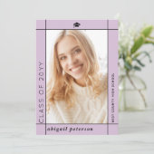 Moderne Lavendelklasse 2024 Abschluss Foto Ankündigung (Stehend Vorderseite)