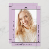 Moderne Lavendelklasse 2024 Abschluss Foto Ankündigung (Vorne/Hinten)