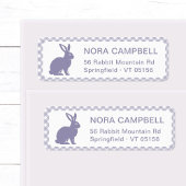 Moderne Lavender Bunny Gingham Rücksendeadresse