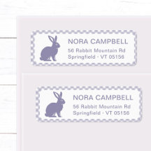 Moderne Lavender Bunny Gingham Rücksendeadresse