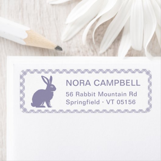 Moderne Lavender Bunny Gingham Rücksendeadresse (Insitu)