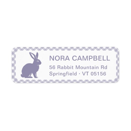 Moderne Lavender Bunny Gingham Rücksendeadresse (Vorne)