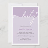 Moderne Lavender Calligraphy Script Baby Dusche Einladung (Vorderseite)
