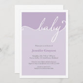 Moderne Lavender Calligraphy Script Baby Dusche Einladung (Vorne/Hinten)