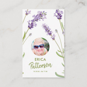 Moderne Lavender-Foto-Gedenkkarte Visitenkarte