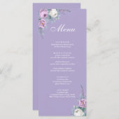 Moderne Lavender Lila Wedelkarte Menükarte (Vorne/Hinten)