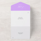 Moderne Lavender Lilac Script Minimalistische Hoch All In One Einladung (Außenbereich)