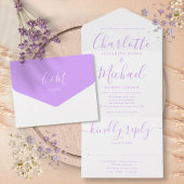 Moderne Lavender Lilac Script Minimalistische Hoch All In One Einladung
