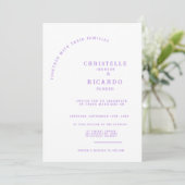 Moderne lavender minimalistische Hochzeitseinladun Einladung (Stehend Vorderseite)