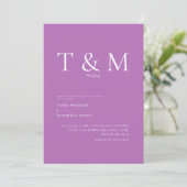 Moderne Lavender Monogram No Parters Wedding Einladung (Stehend Vorderseite)