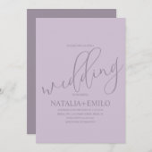 Moderne Lavender Mute Script Minimal Hochzeit Einladung (Vorne/Hinten)