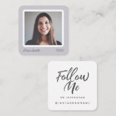 Moderne Lavender Social Media folgen mir Foto Quadratische Visitenkarte (Vorne/Hinten)