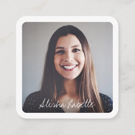 Moderne Lavender Social Media folgen mir Foto Quadratische Visitenkarte (Rückseite)