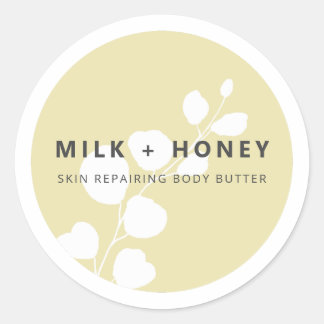 Moderne Leaf Beige Mocha-Produktzeichen Runder Aufkleber