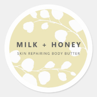 Moderne Leaf Border Beige Product Labels Runder Aufkleber