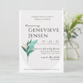 Moderne Leaf Bridal Dusche Einladung (Stehend Vorderseite)
