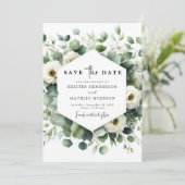 Moderne Leaf Eucalyptus Digital Wedding Save The Date (Stehend Vorderseite)